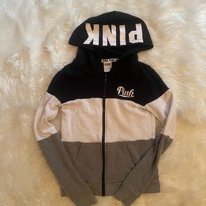 PINK hoodie. Black and white XS